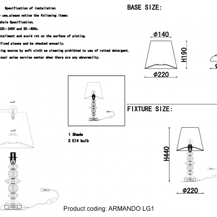 Настольная лампа Crystal Lux ARMANDO LG1 CHROME